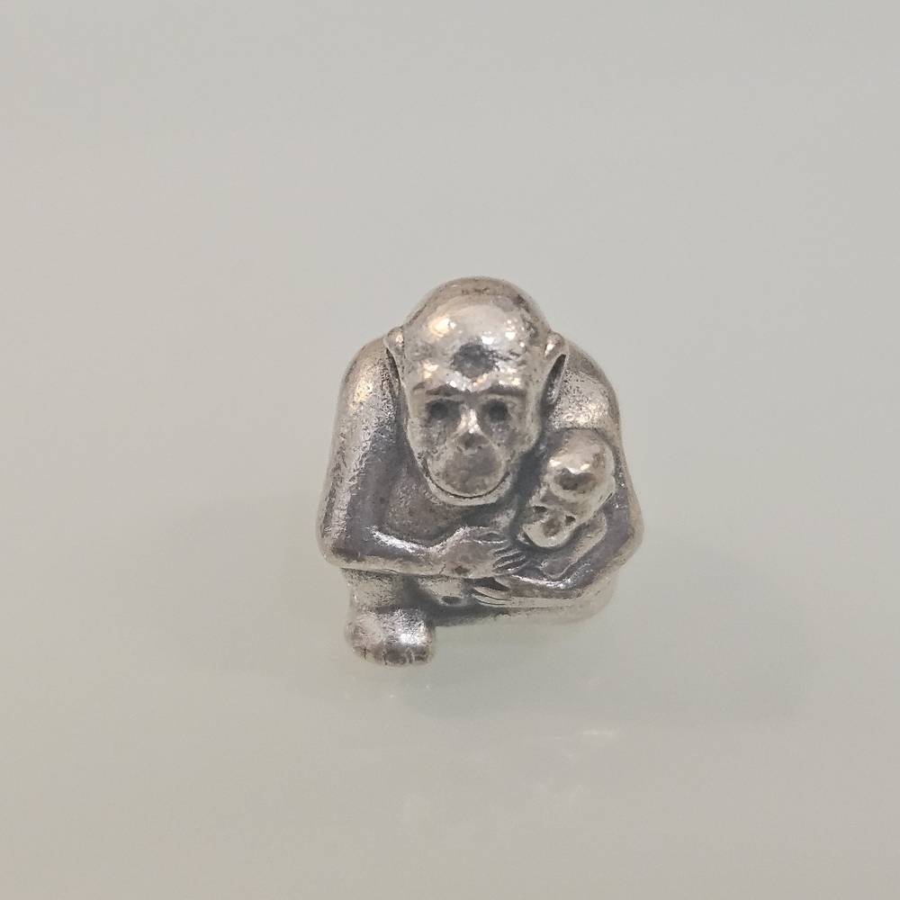 Retired Chimp Family Pandora Sterling Silver Mom & Baby Monkey Charm Authentic
